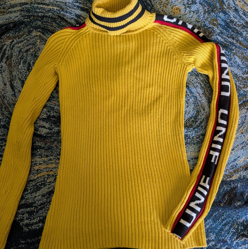 UNIF Yellow Badsport Mock Ribbed Turtleneck Sweater